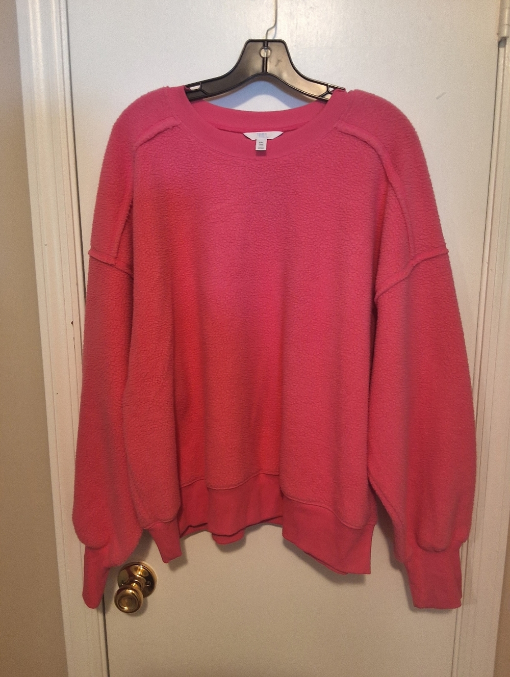 Time and Tru Coral Pink Crewneck Plush Sweatshirt - Picture 6 of 6